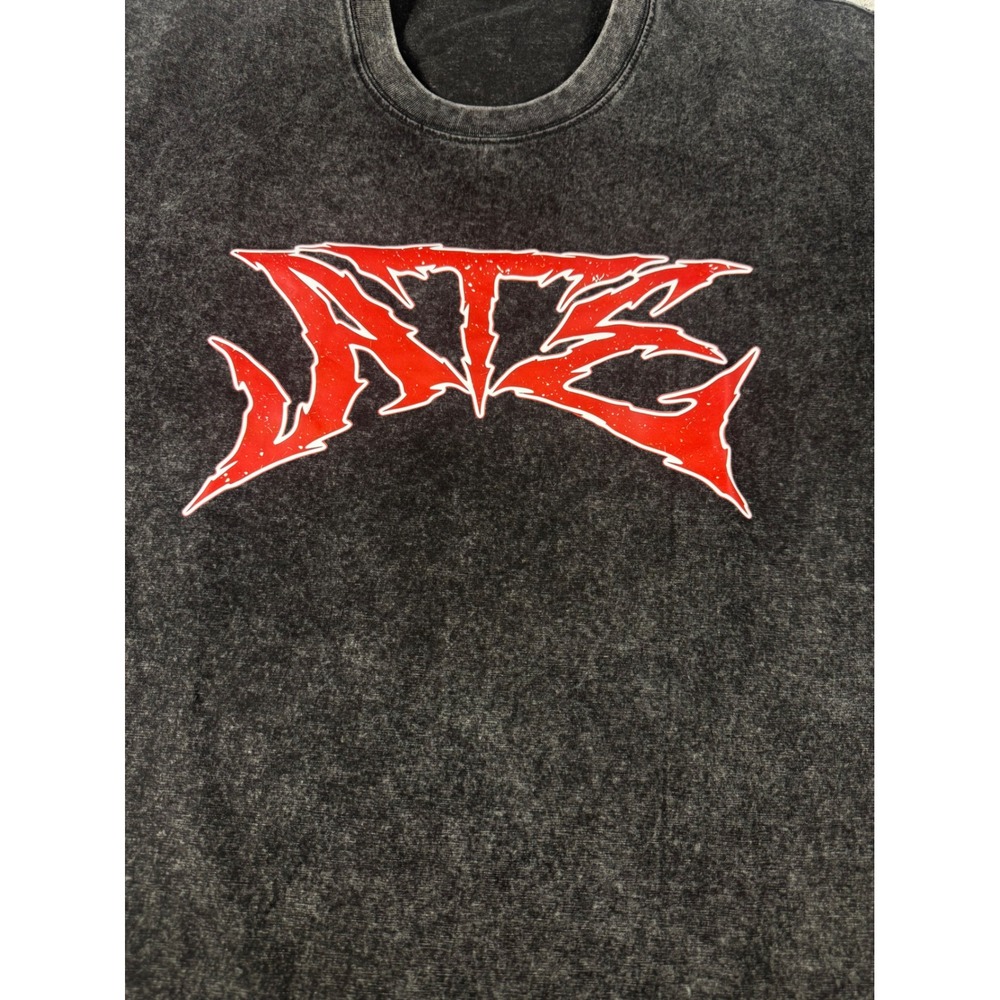 JATE Mens XXL Mineral Wash Graphic T-Shirt Gray Red Streetwear Short Sleeve